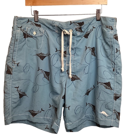 Tommy Bahama Swim Trunks Size‎ Large Marlin Relax Surf Shorts Blue With Pockets - Picture 1 of 7